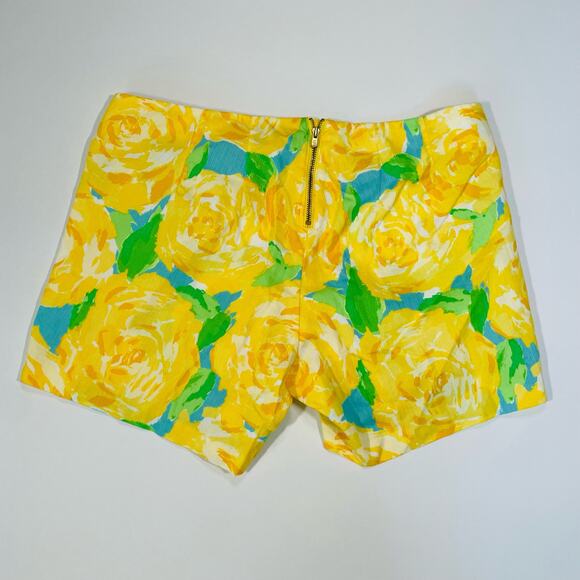 Lilly Pulitzer Yellow and Green Floral High Waist Shorts - Picture 2 of 8